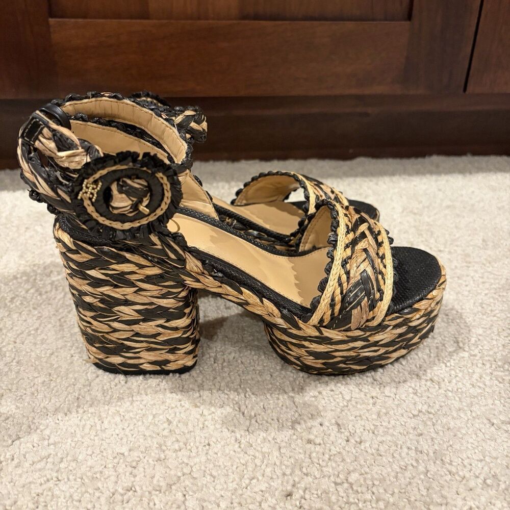 NWOB Sam Edelman Iliana Women Sandals Platform Heel Raffia Braided Buckle Size 7 - Picture 5 of 12